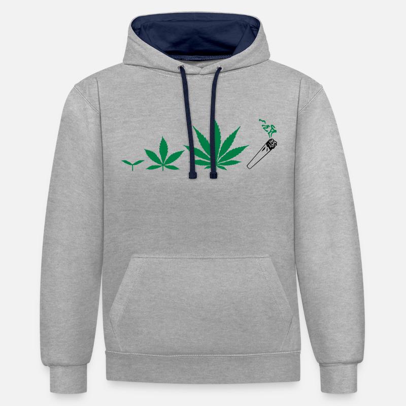 Cannabis development - Sweat à capuche contrasté - gris chiné/bleu marine