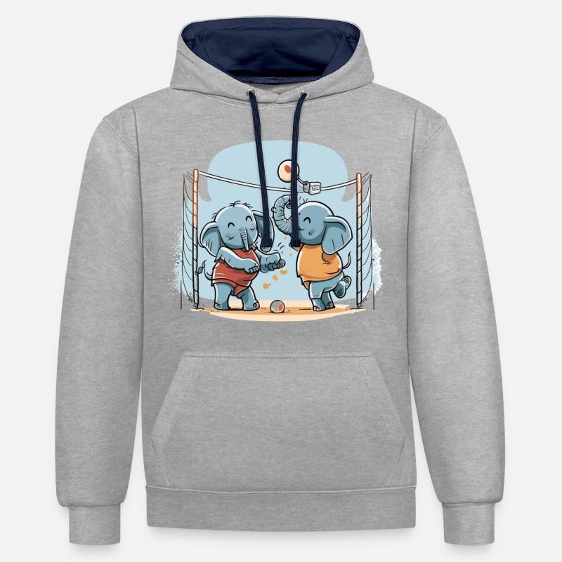 Elephant Spike - Sweat à capuche contrasté - gris chiné/bleu marine