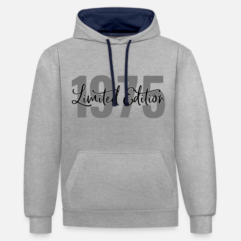 Edition limitée 1975 - Sweat à capuche contrasté - gris chiné/bleu marine