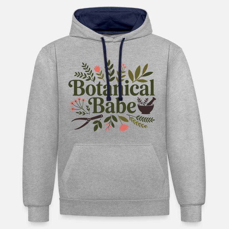 Clinique professionnelle de l’herboriste botanique - Sweat à capuche contrasté - gris chiné/bleu marine