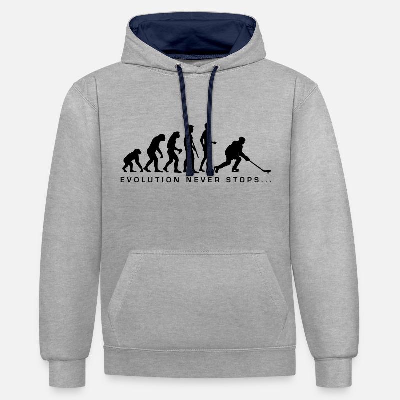 evolution_eishockey_b - Sweat à capuche contrasté - gris chiné/bleu marine