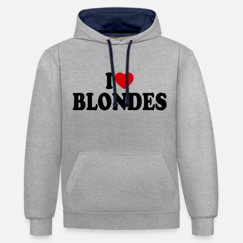 I love blondes - Sweat à capuche contrasté - gris chiné/bleu marine