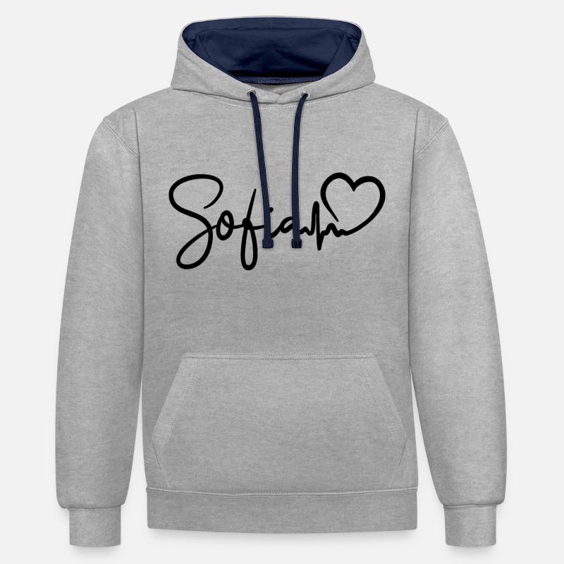Sofia Herzschlag Bulgarien Sofia - Kontrast-Hoodie - Grau meliert/Navy