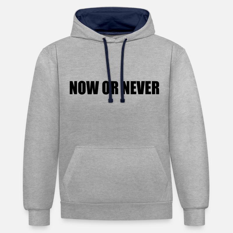 Now or never - Sweat à capuche contrasté - gris chiné/bleu marine