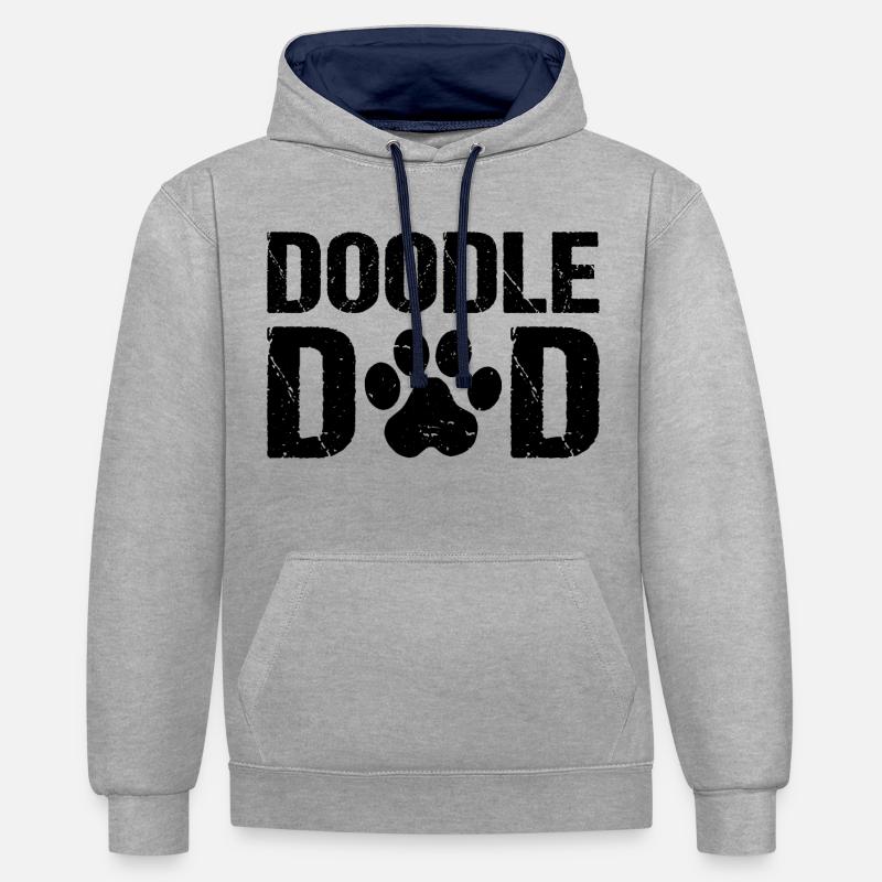 Doodle Papa Doodle Chiens - Sweat à capuche contrasté - gris chiné/bleu marine