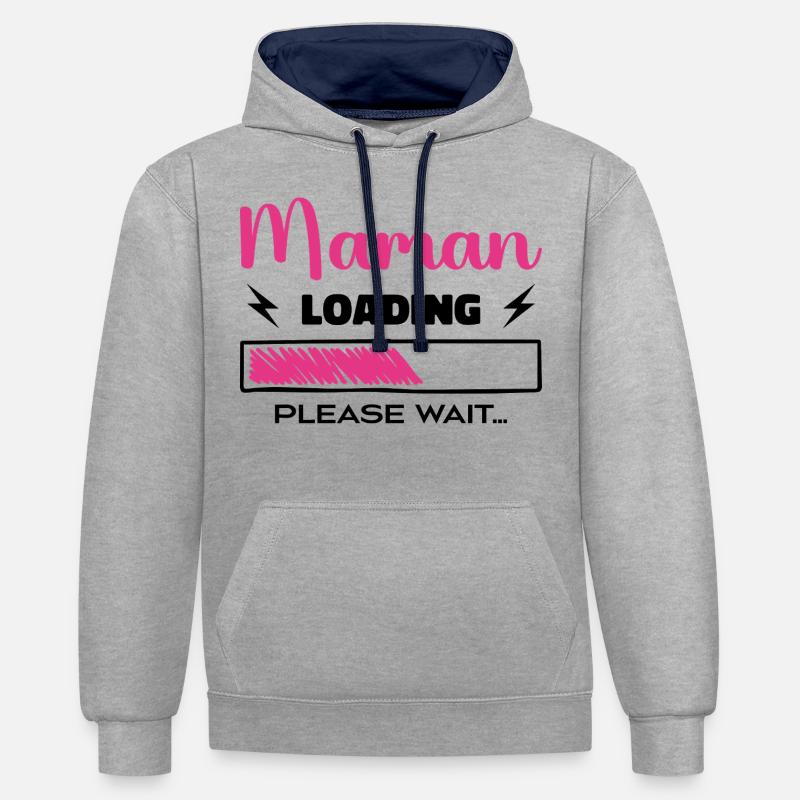 Maman loading Please Wait... - Sweat à capuche contrasté - gris chiné/bleu marine