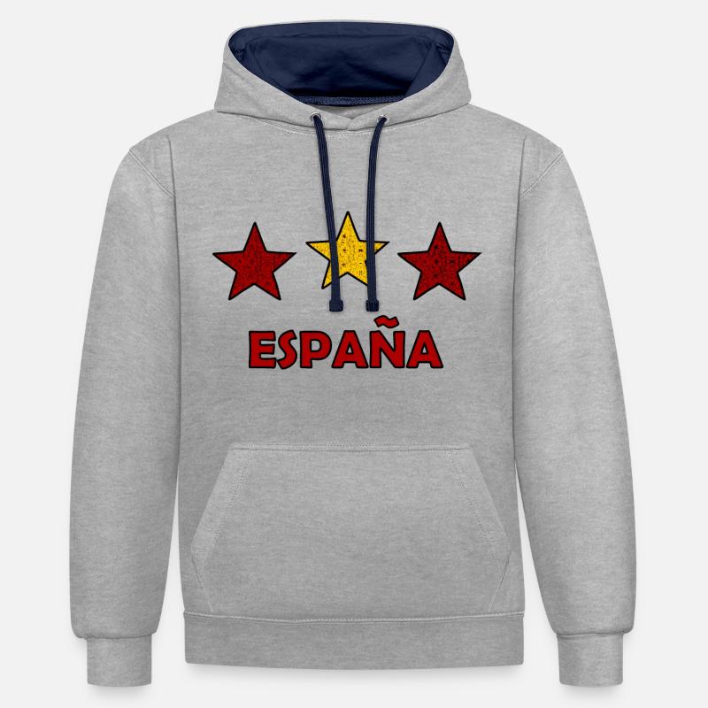 Les Espagnols - Sweat à capuche contrasté - gris chiné/bleu marine