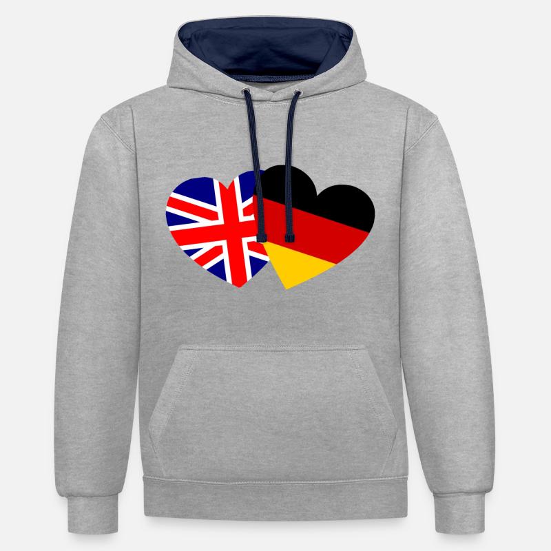 Die Deutsch-Britische Freundschaft - Kontrast-Hoodie - Grau meliert/Navy