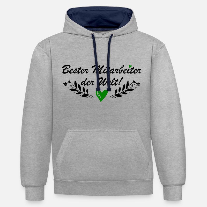 Bester Mitarbeiter der Welt - Kontrast-Hoodie - Grau meliert/Navy