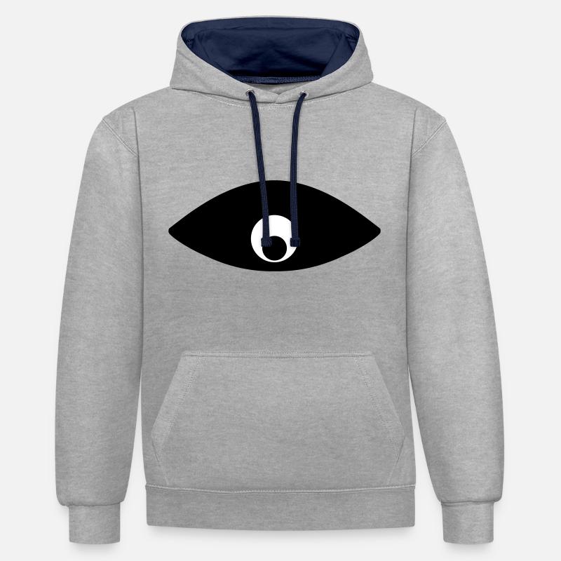 L’œil qui vous observe - Sweat à capuche contrasté - gris chiné/bleu marine