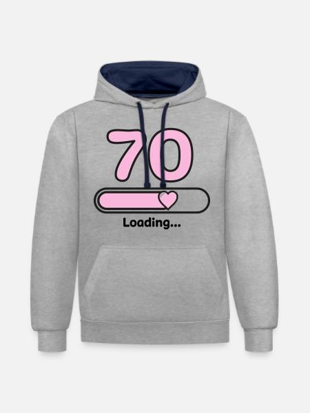 70 ans - Sweat à capuche contrasté - gris chiné/bleu marine