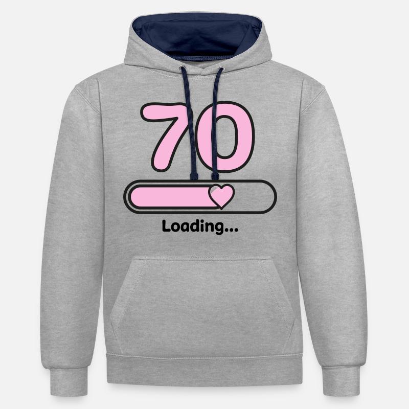 70 ans - Sweat à capuche contrasté - gris chiné/bleu marine