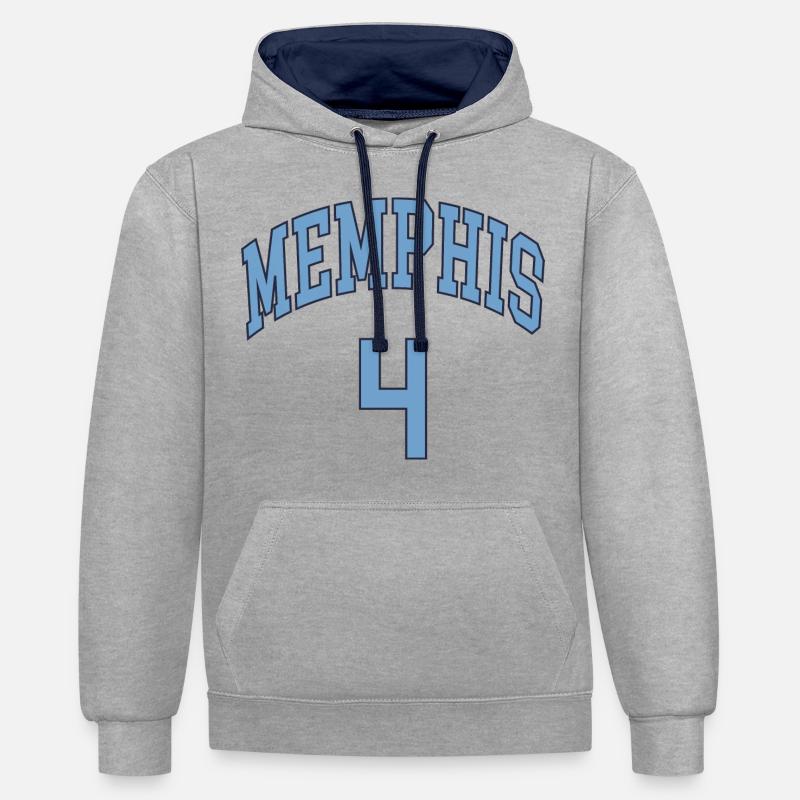 Memphis 4 - Sweat à capuche contrasté - gris chiné/bleu marine
