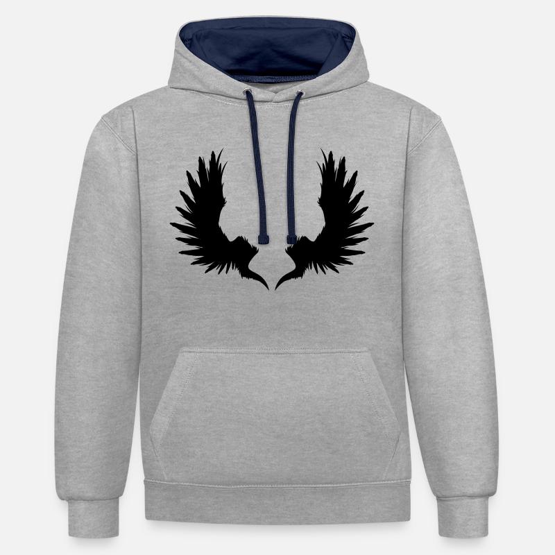 Aile - Sweat à capuche contrasté - gris chiné/bleu marine