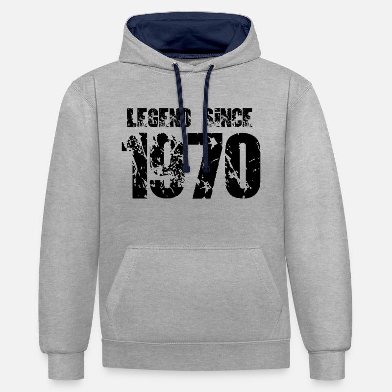 Légende depuis 1970 - Sweat à capuche contrasté - gris chiné/bleu marine