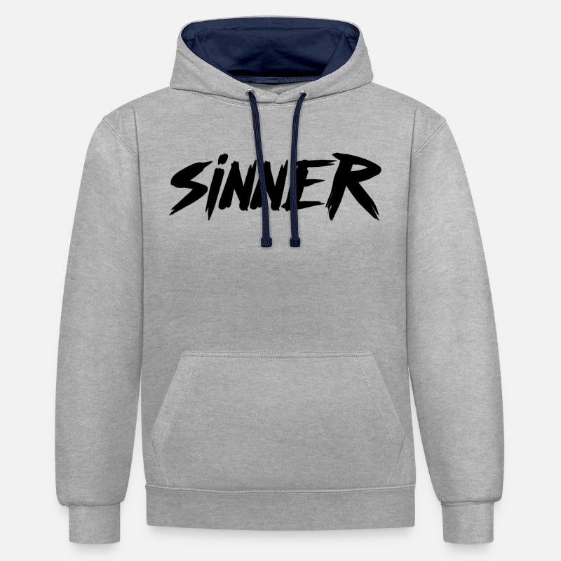 Graphique Sinner - Sweat à capuche contrasté - gris chiné/bleu marine