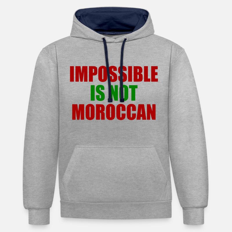impossible is not moroccan - Sweat à capuche contrasté - gris chiné/bleu marine