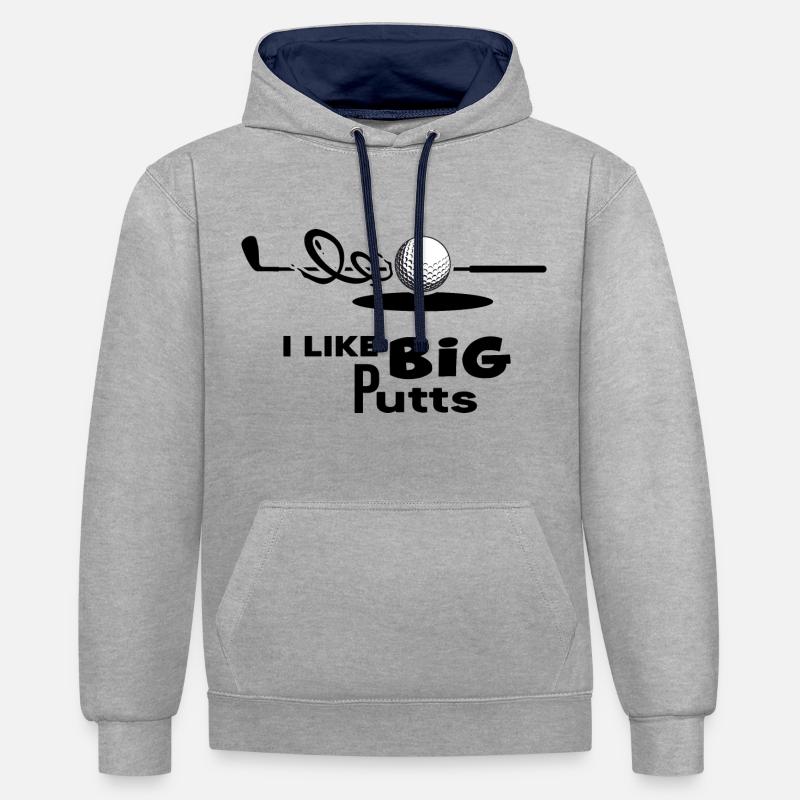 Golf Golf Golf Golfeur « troué » - Sweat à capuche contrasté - gris chiné/bleu marine