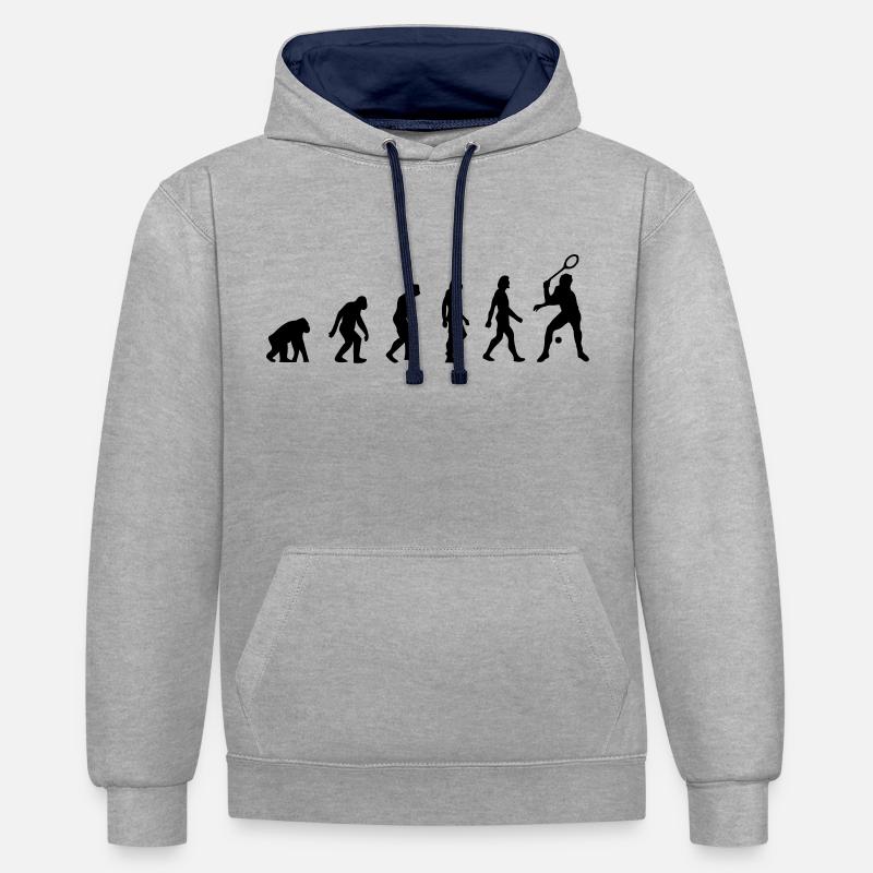 L évolution de squash - Sweat à capuche contrasté - gris chiné/bleu marine