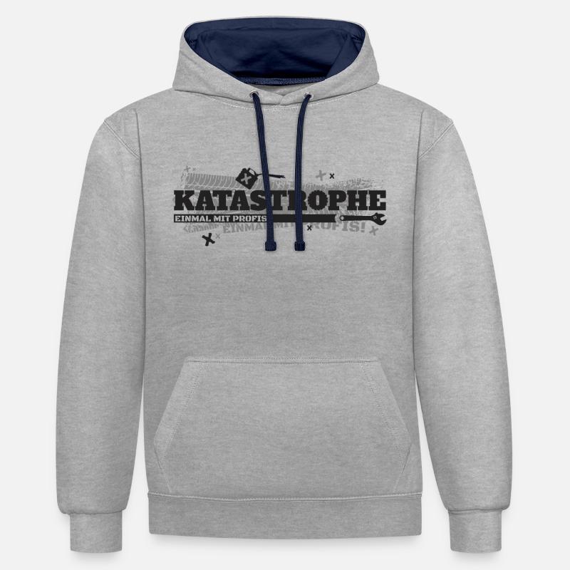 Katastrophe, einmal mit Profis - dunkelgrau - Kontrast-Hoodie - Grau meliert/Navy