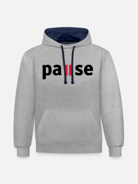 Pause - Contrast hoodie - heather grey/navy