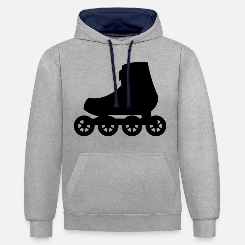 Inline Skate - Fitness Skate - Sweat à capuche contrasté - gris chiné/bleu marine