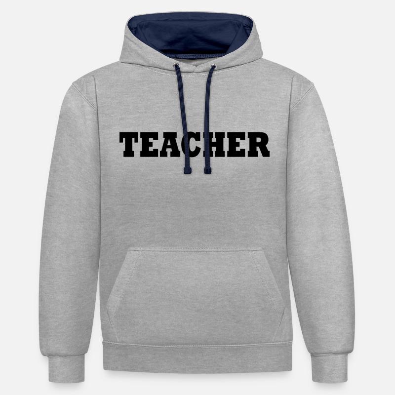 Teacher - Sweat à capuche contrasté - gris chiné/bleu marine