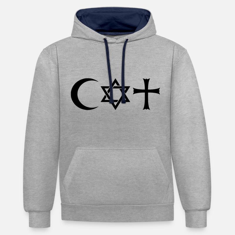 coexist - Sweat à capuche contrasté - gris chiné/bleu marine