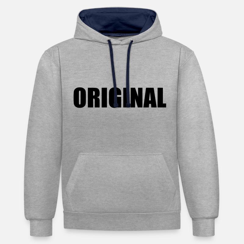 Original - Sweat à capuche contrasté - gris chiné/bleu marine