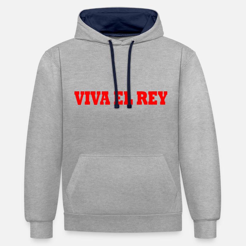 Viva el rey - Sweat à capuche contrasté - gris chiné/bleu marine