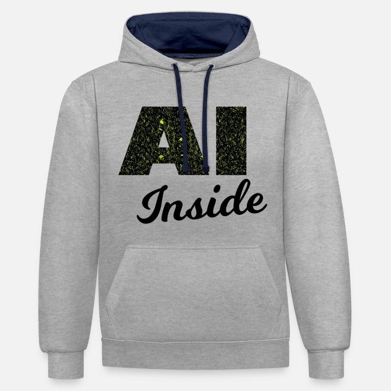 Die künstliche Ingelligenz - Kontrast-Hoodie - Grau meliert/Navy