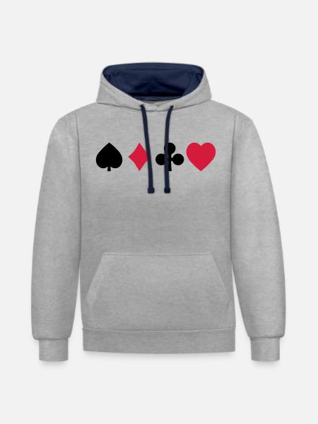 playing cards - Contrast hoodie - heather grey/navy