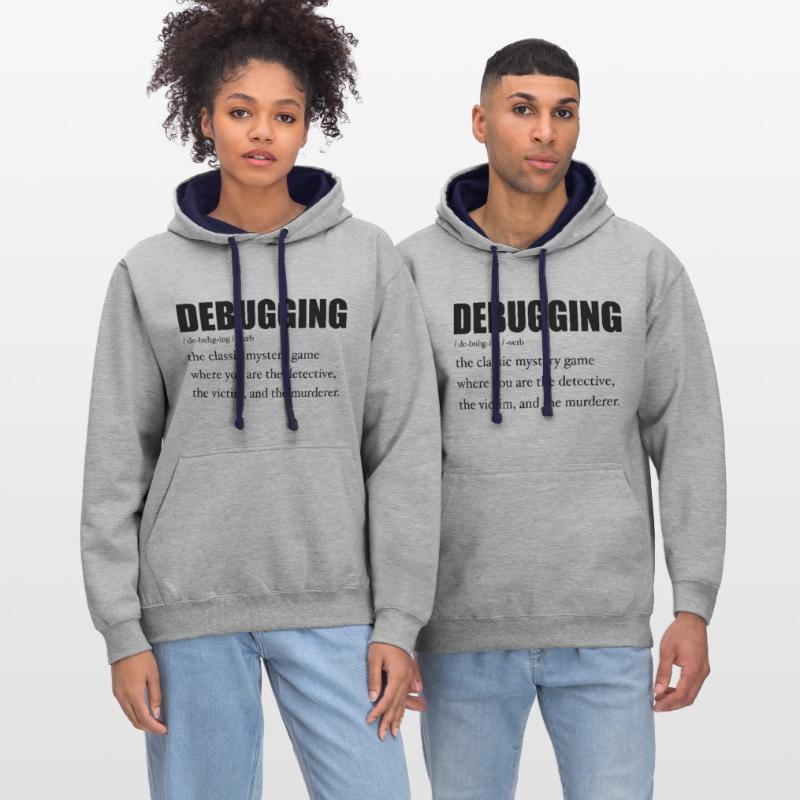 Programmer Debugging Definition Funny IT Developer Sweat à capuche contrasté