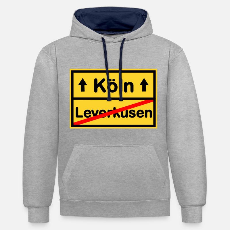 Nummer eins Köln - Kontrast-Hoodie - Grau meliert/Navy