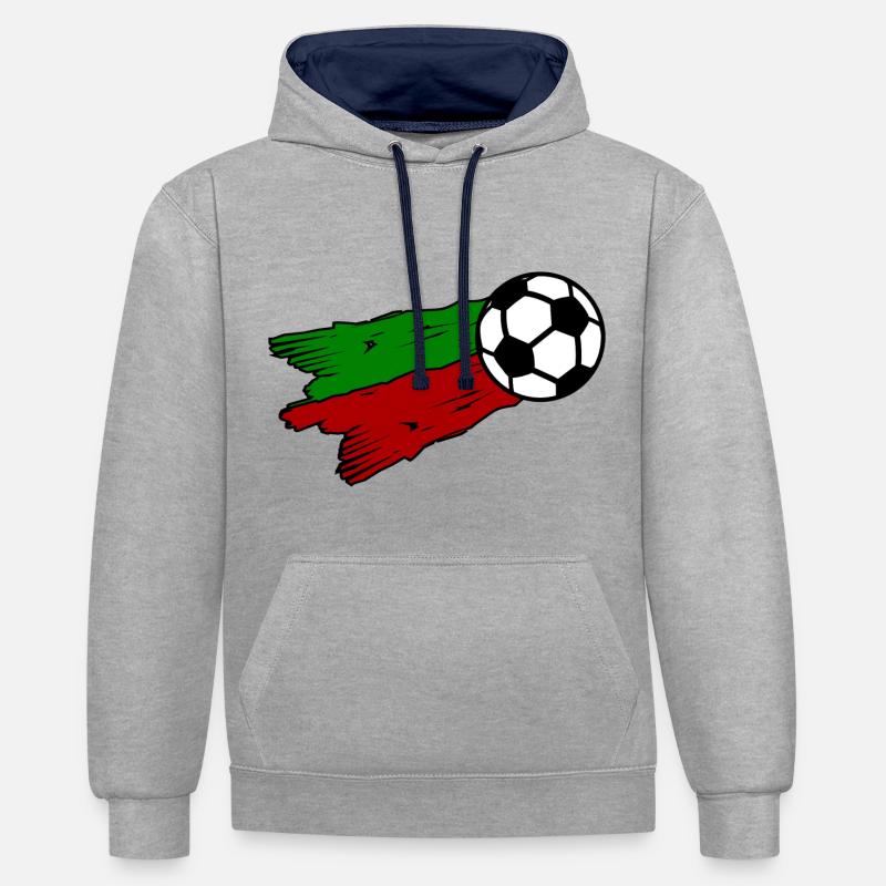 Les supporters portugais - Sweat à capuche contrasté - gris chiné/bleu marine