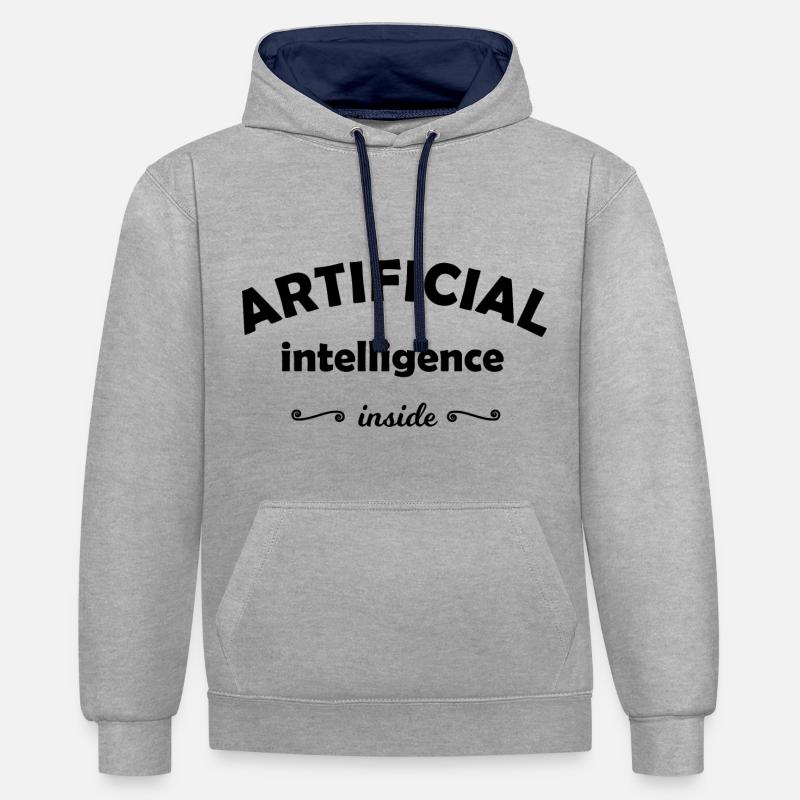 Computer Intelligence - Contrast hoodie - heather grey/navy