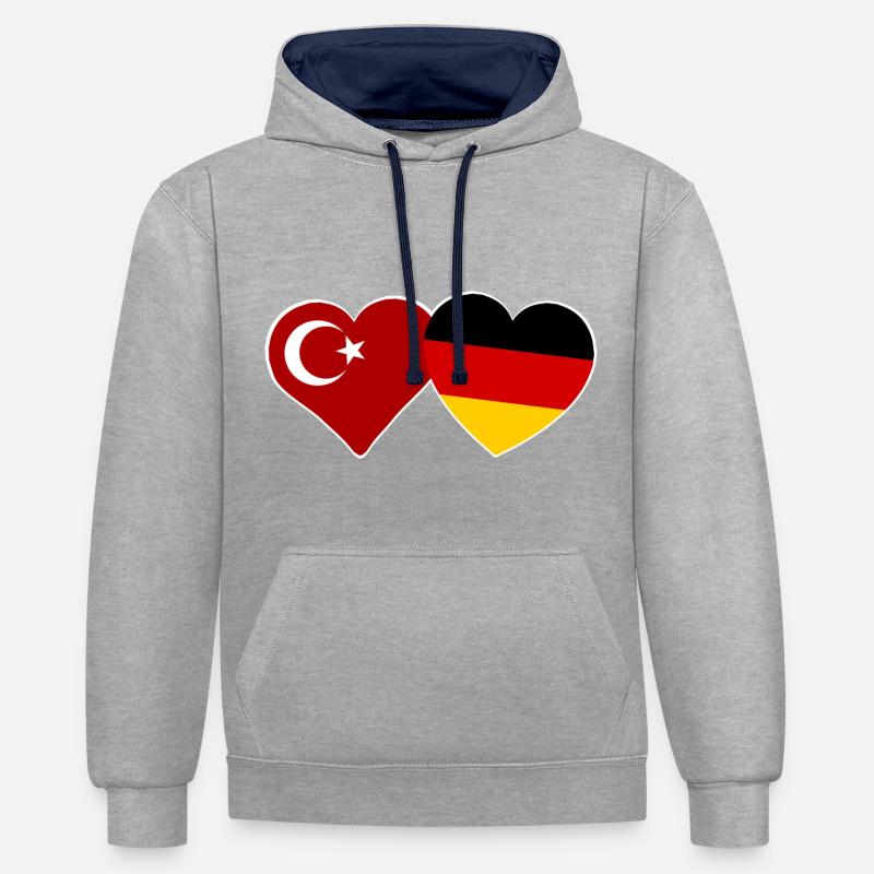 L’amour germano-turc - Sweat à capuche contrasté - gris chiné/bleu marine