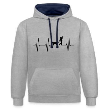 Bollerwagen - Kontrast-Hoodie - Grau meliert/Navy - Vorne - Liana (172cm) & Jaron (178cm)