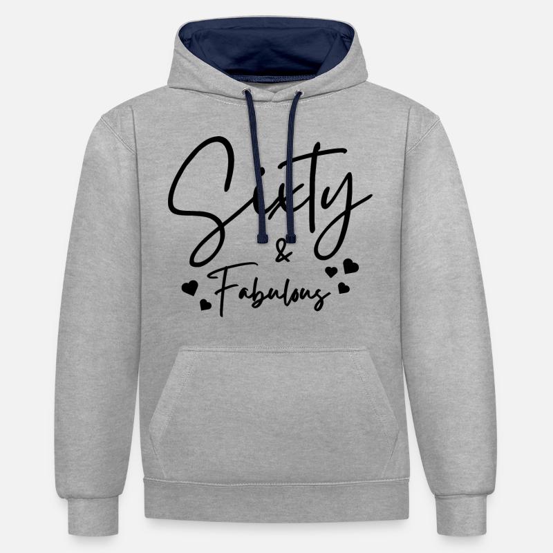 Sixty fabulous - Contrast hoodie - heather grey/navy