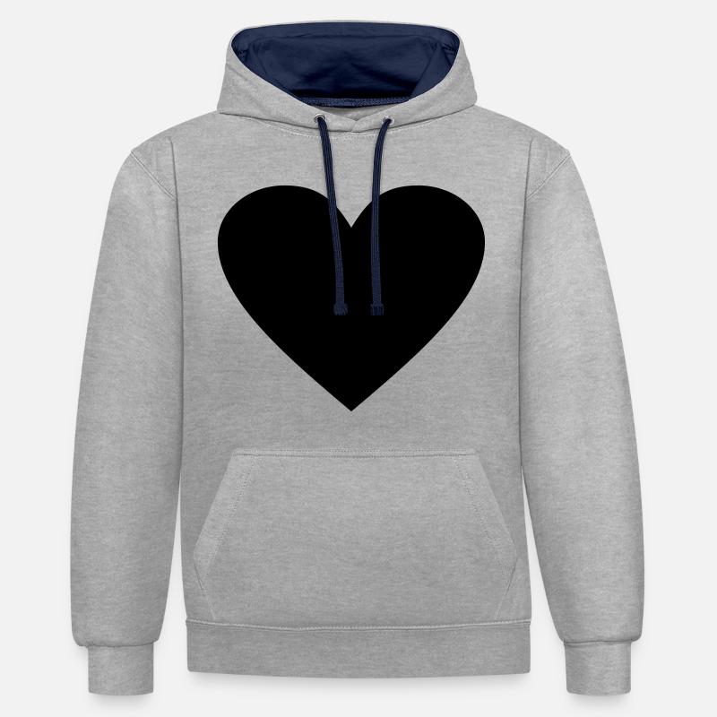 Cœur noir Awesomeelement - Sweat à capuche contrasté - gris chiné/bleu marine