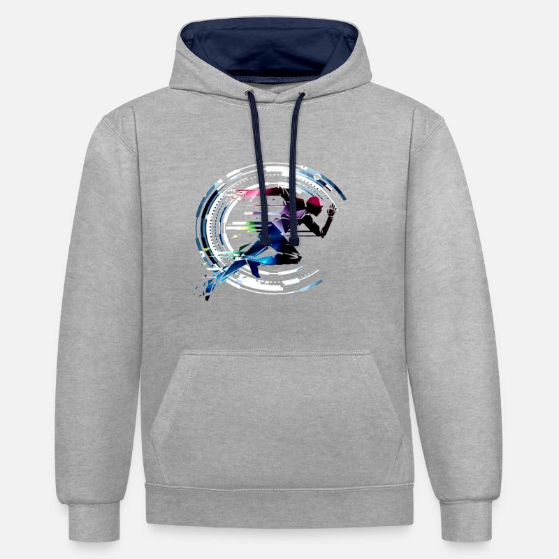 Sprinter runner retro - Contrast hoodie - heather grey/navy