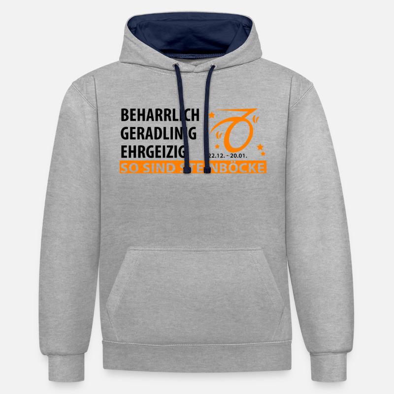 Sternzeichen Steinbock - Eigenschaften - Kontrast-Hoodie - Grau meliert/Navy