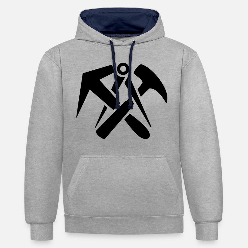 Couvreur - Sweat à capuche contrasté - gris chiné/bleu marine