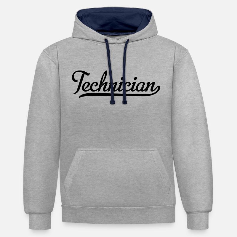 Techniciens - Sweat à capuche contrasté - gris chiné/bleu marine