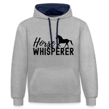 Pferd - Kontrast-Hoodie - Grau meliert/Navy - Vorne - Liana (172cm) & Jaron (178cm)