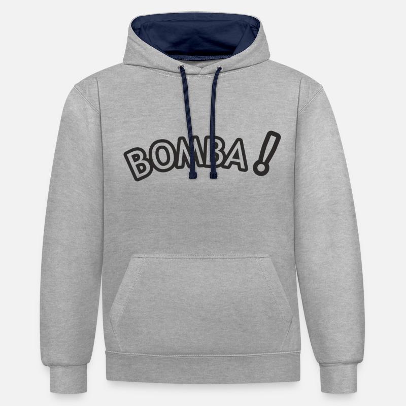 Bomba - Sweat à capuche contrasté - gris chiné/bleu marine