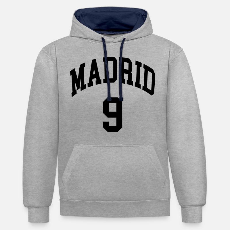 Madrid 9 - Sweat à capuche contrasté - gris chiné/bleu marine