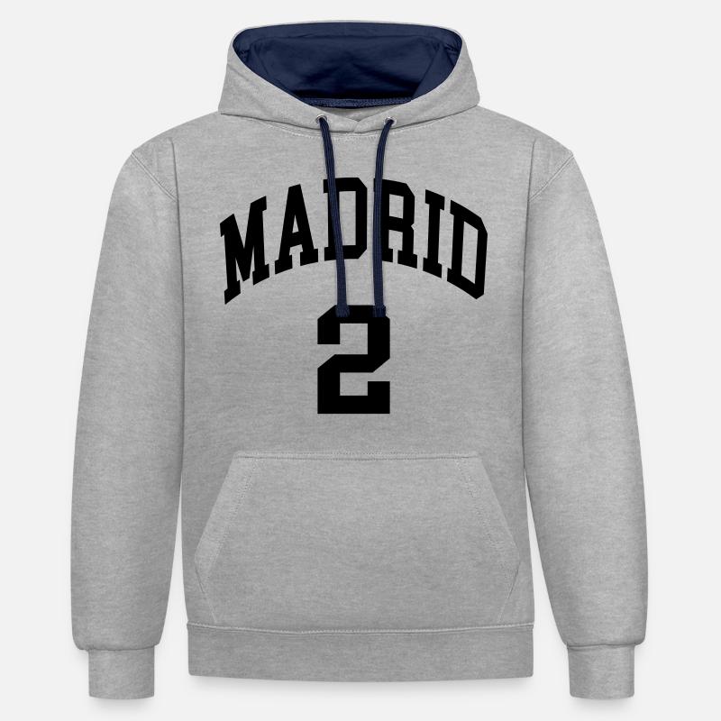 Madrid 2 - Sweat à capuche contrasté - gris chiné/bleu marine