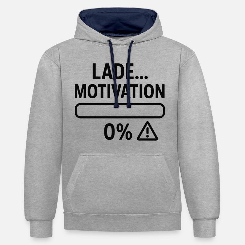 Barre de motivation à zéro - Sweat à capuche contrasté - gris chiné/bleu marine