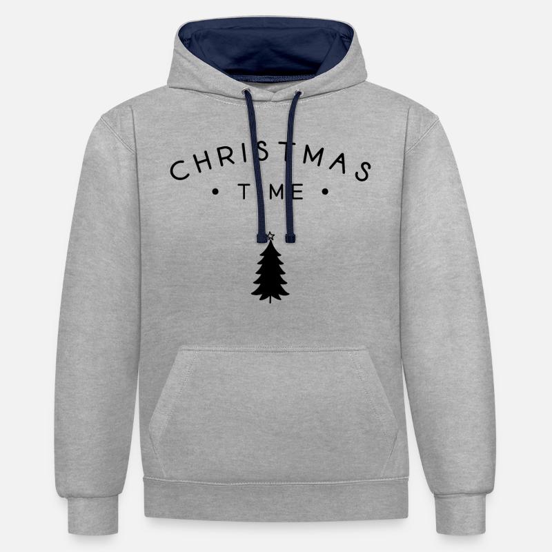 Période de Noël - Sweat à capuche contrasté - gris chiné/bleu marine